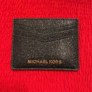 Michael Kors Black Glitter Credit Card Holder